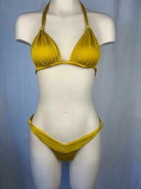 Sommer Swim Halter Triangle Bikini Set in Mustard Yellow - Women's Swim